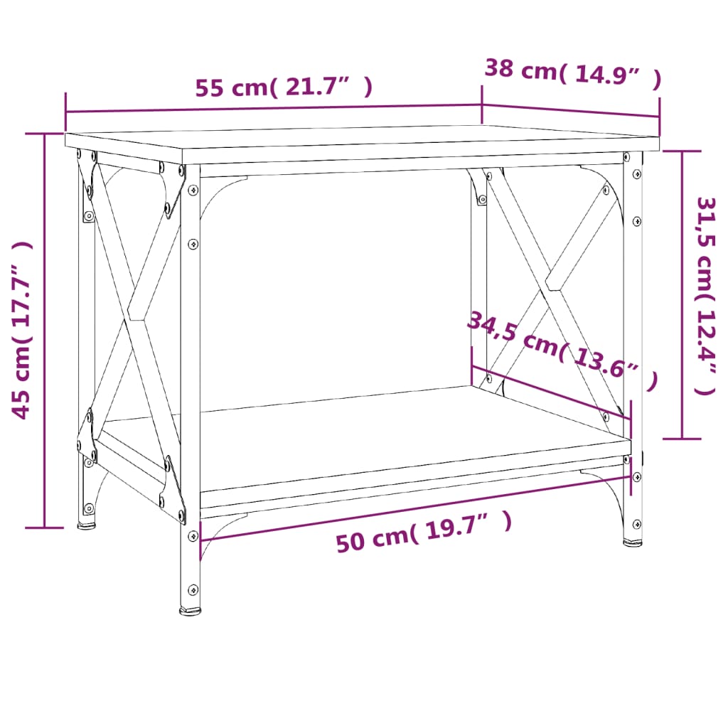 Sidobord svart 55x38x45 cm