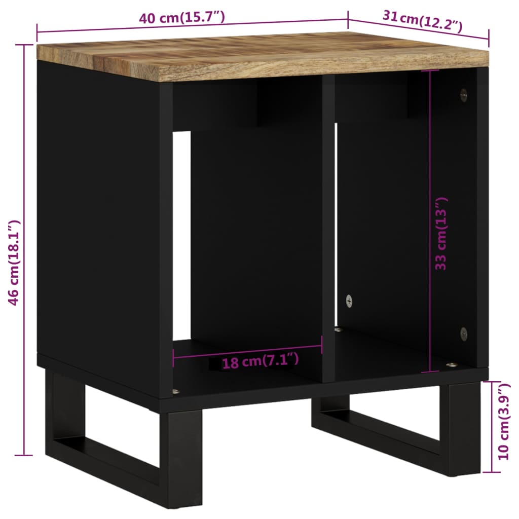 Sidobord massiv mangoträ 40x31x46 cm