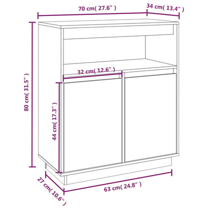 Skänk svart 70x34x80 cm massiv trä furu