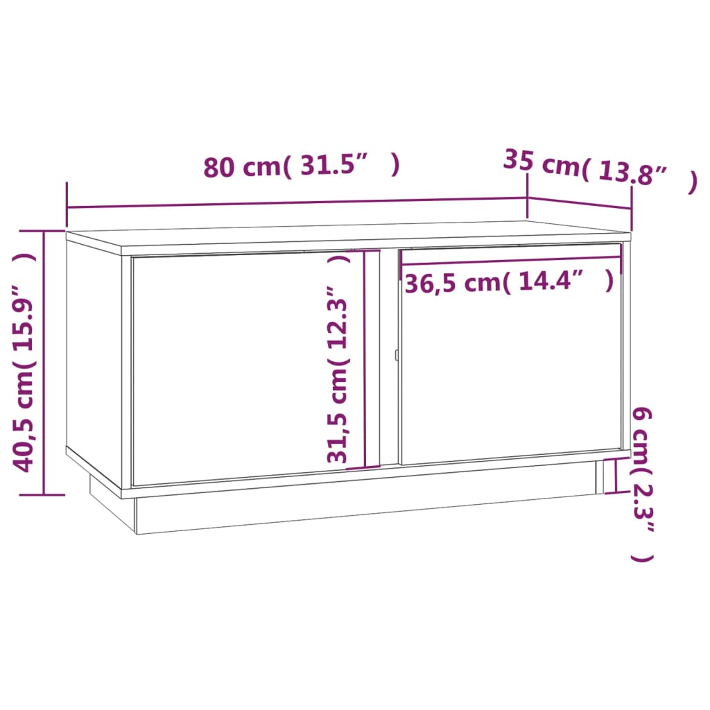 TV-möbel grå massiv trä furu TV-bänk 80x35x40,5 cm