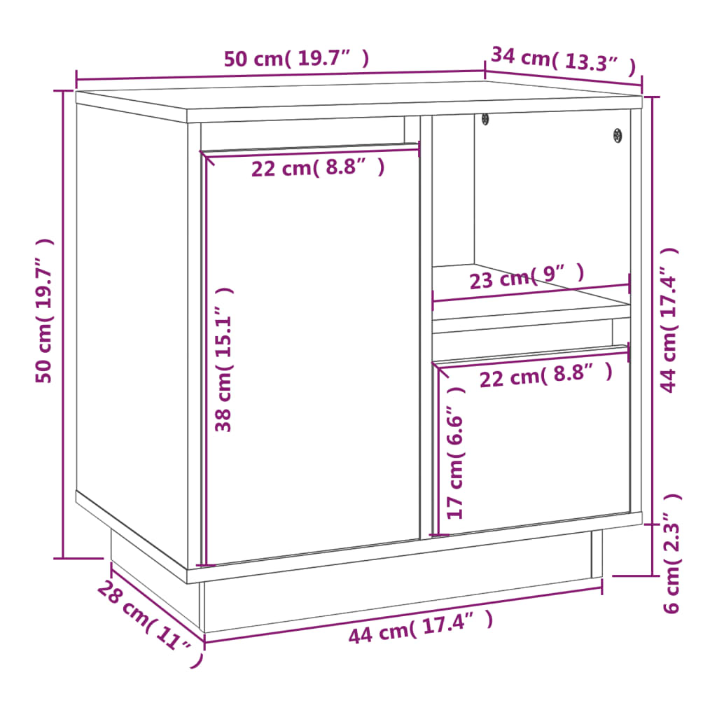 Sängbord Nattduksbord vit 50x34x50cm massiv furu