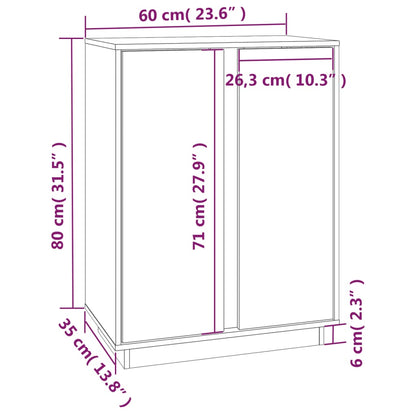 Skänk svart 60x35x80 cm massiv trä furu