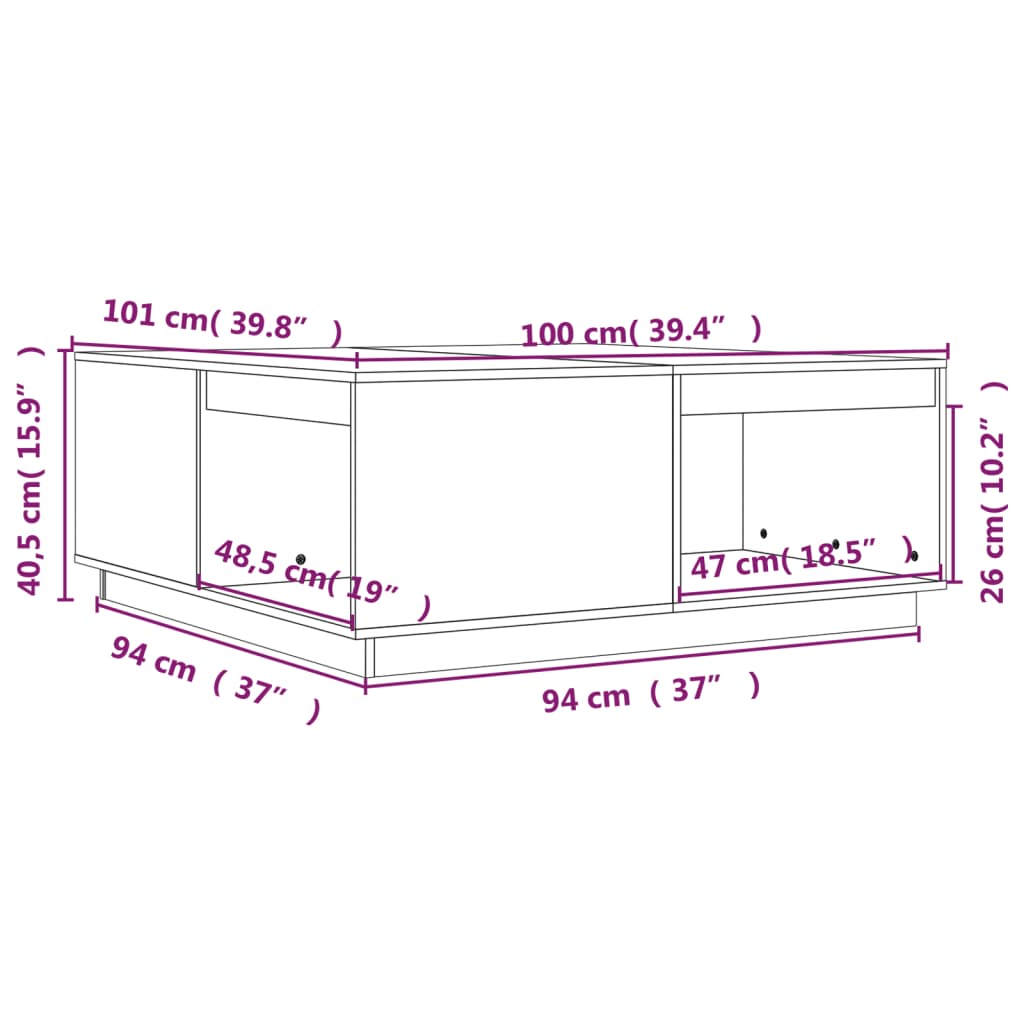 Soffbord brun 100x101x40,5 cm furu