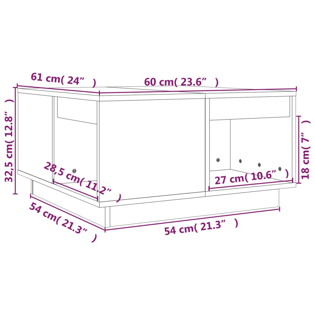 Soffbord brun 60x61x32,5 cm furu