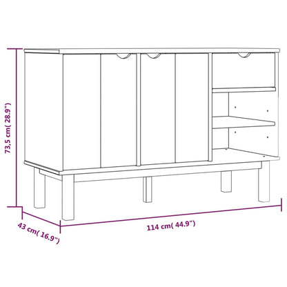 Skänk vit OTTA brun 114x43x73,5 cm massiv trä furu