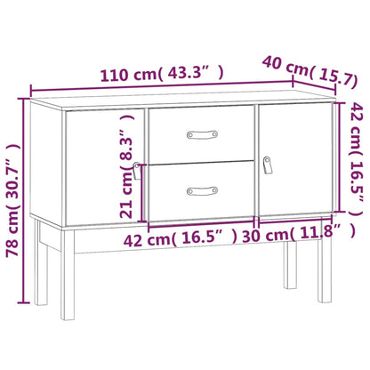 Skänk massiv trä furu 110x40x78 cm