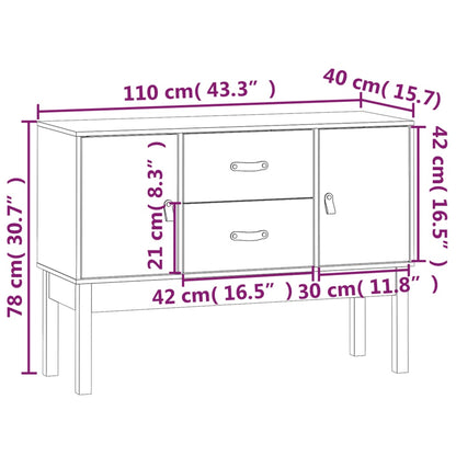 Skåp vit 110x40x78 cm massiv trä furu