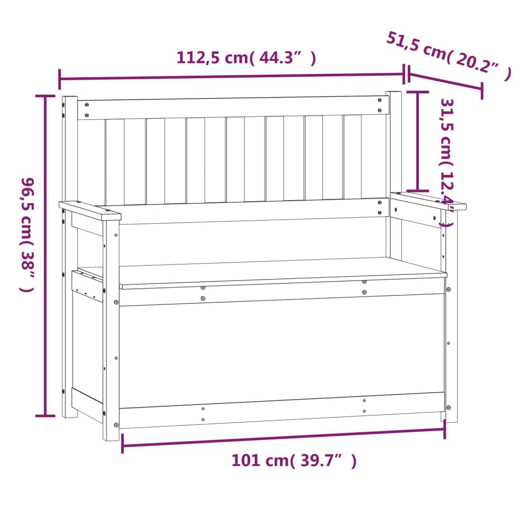 Sittbänk vit 112,5x51,5x96,5 cm furu