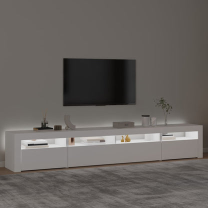 TV-möbel vit TV-bänk med LED-belysning 240x35x40 cm