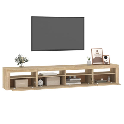 TV-möbel sonoma ek TV-bänk med LED-belysning 240x35x40 cm