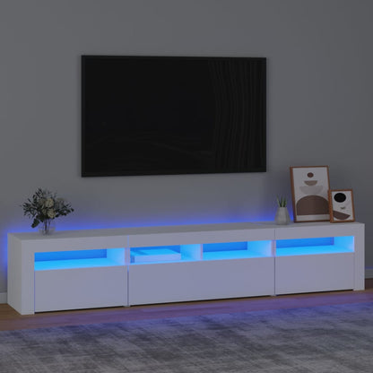 TV-möbel vit TV-bänk med LED-belysning 210x35x40 cm