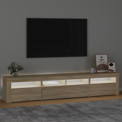 TV-möbel sonoma ek TV-bänk med LED-belysning 210x35x40 cm