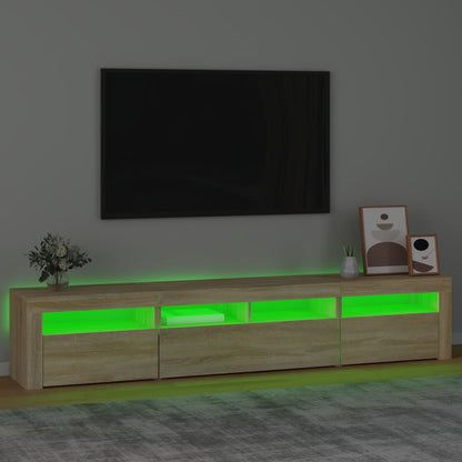 TV-möbel sonoma ek TV-bänk med LED-belysning 210x35x40 cm