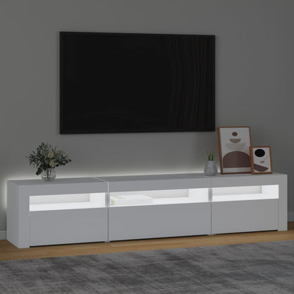 TV-möbel vit TV-bänk med LED-belysning 195x35x40 cm