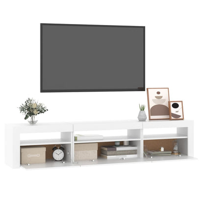 TV-möbel vit TV-bänk med LED-belysning 195x35x40 cm