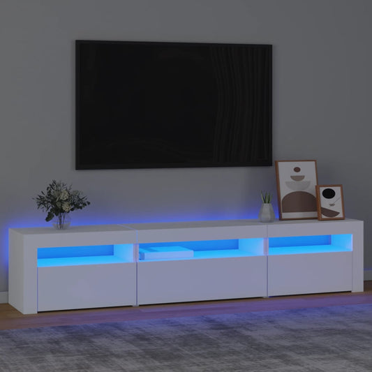 TV-möbel vit TV-bänk med LED-belysning 195x35x40 cm