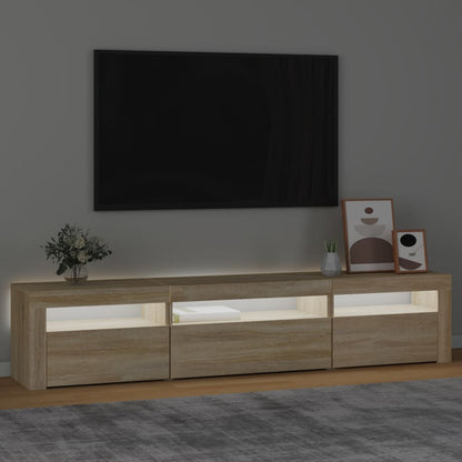 TV-möbel sonoma ek TV-bänk med LED-belysning 195x35x40 cm