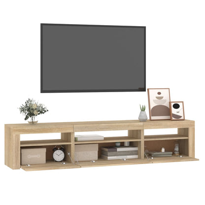 TV-möbel sonoma ek TV-bänk med LED-belysning 195x35x40 cm