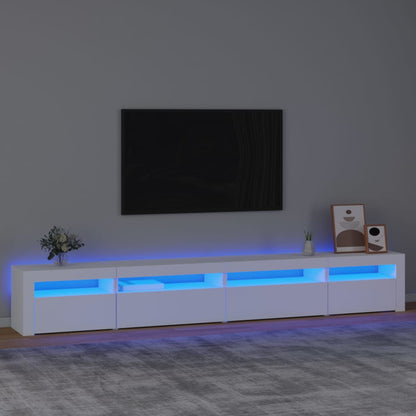 TV-möbel vit TV-bänk med LED-belysning 270x35x40 cm