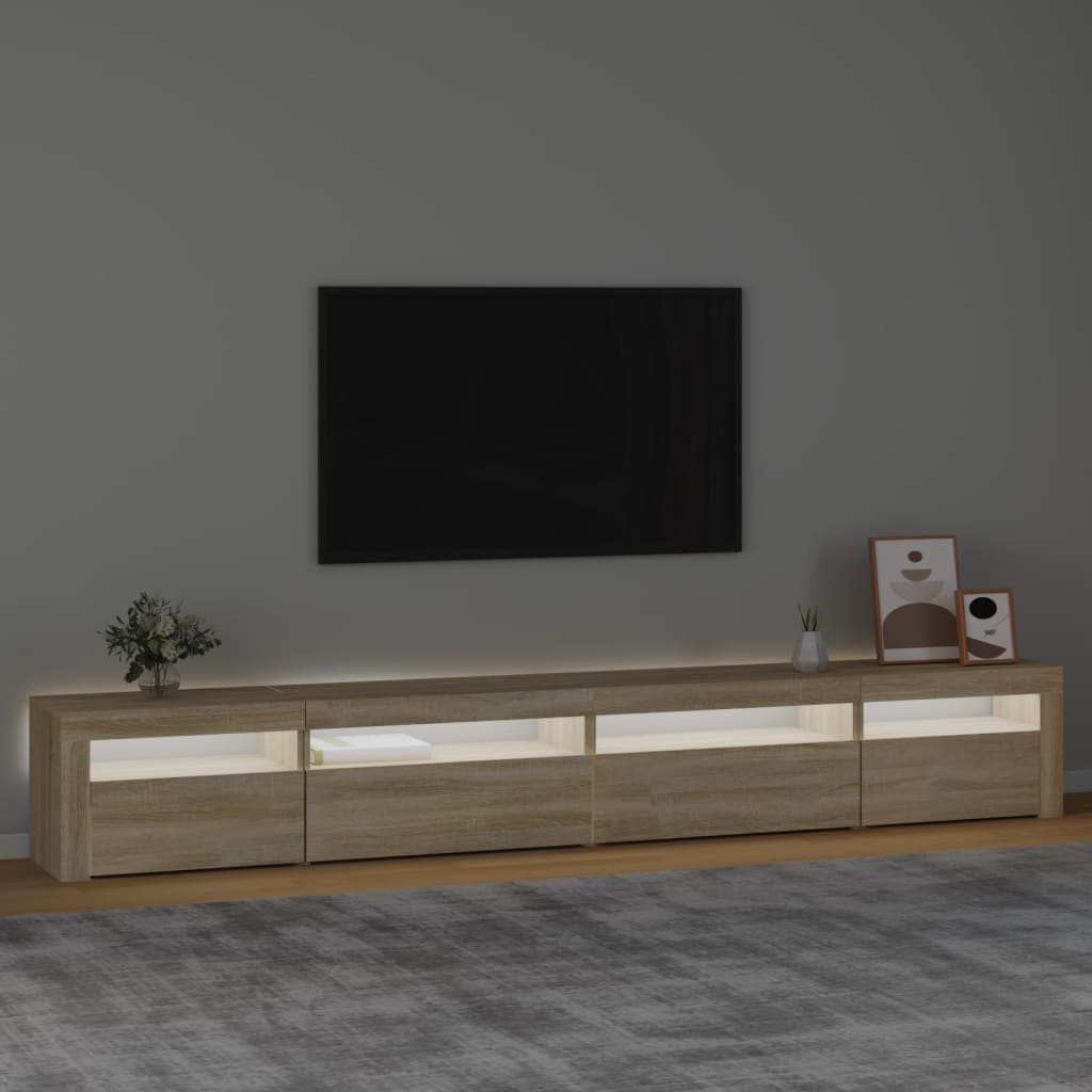 TV-möbel sonoma ek TV-bänk med LED-belysning 270x35x40 cm