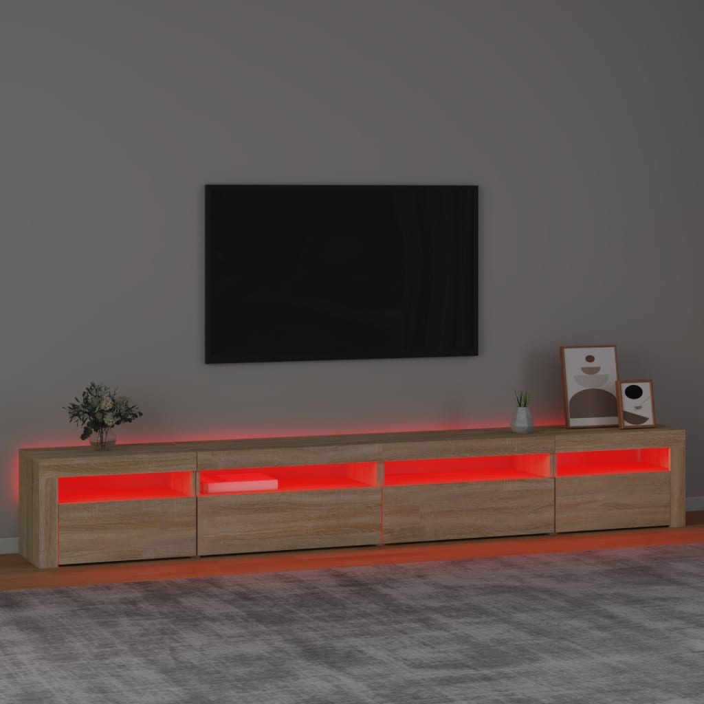 TV-möbel sonoma ek TV-bänk med LED-belysning 270x35x40 cm