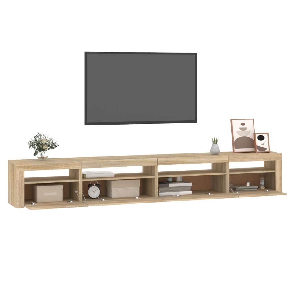 TV-möbel sonoma ek TV-bänk med LED-belysning 270x35x40 cm