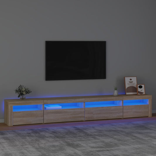 TV-möbel sonoma ek TV-bänk med LED-belysning 270x35x40 cm