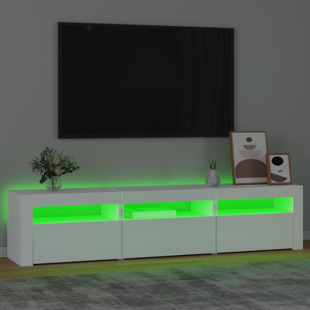 TV-möbel vit TV-bänk med LED-belysning 180x35x40 cm