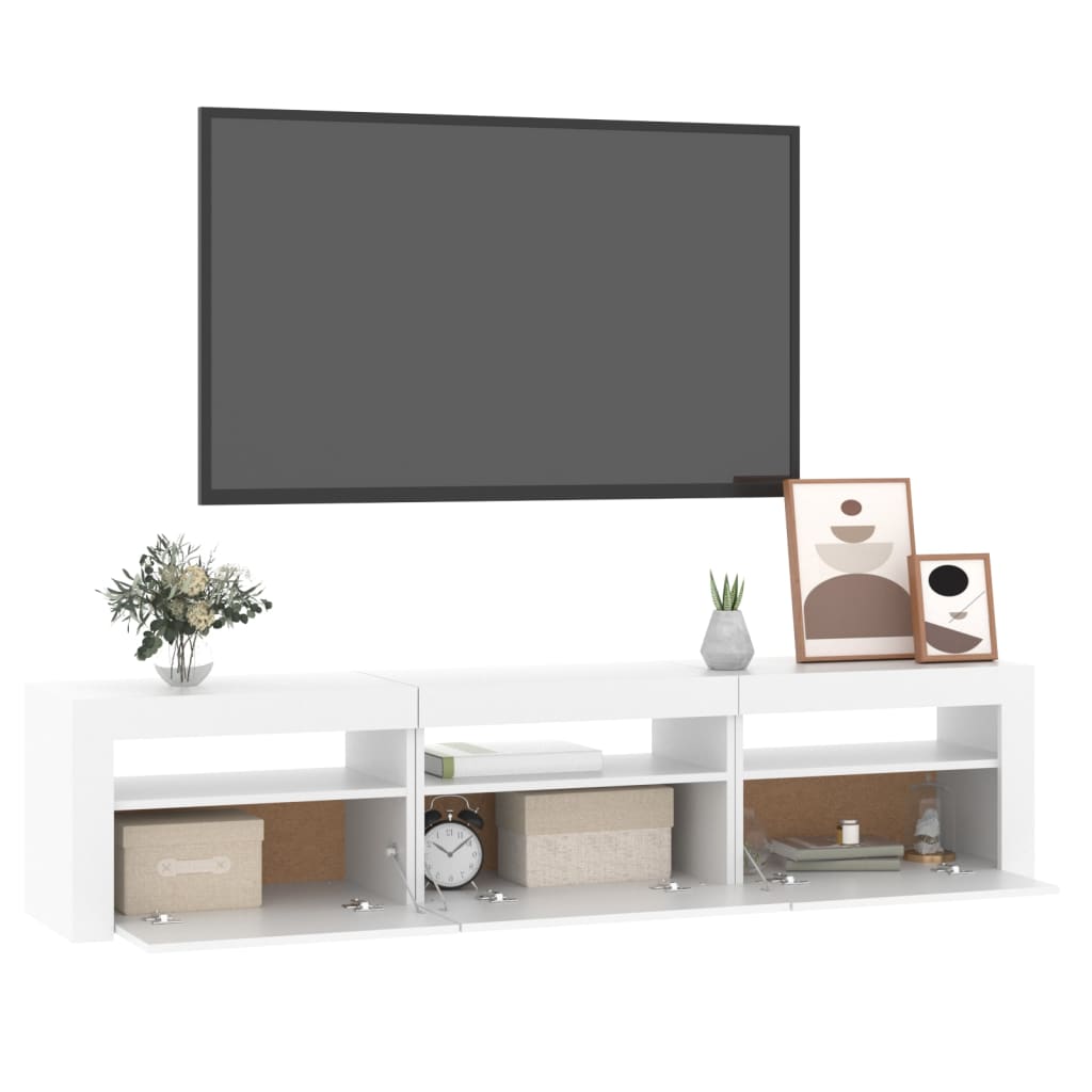 TV-möbel vit TV-bänk med LED-belysning 180x35x40 cm