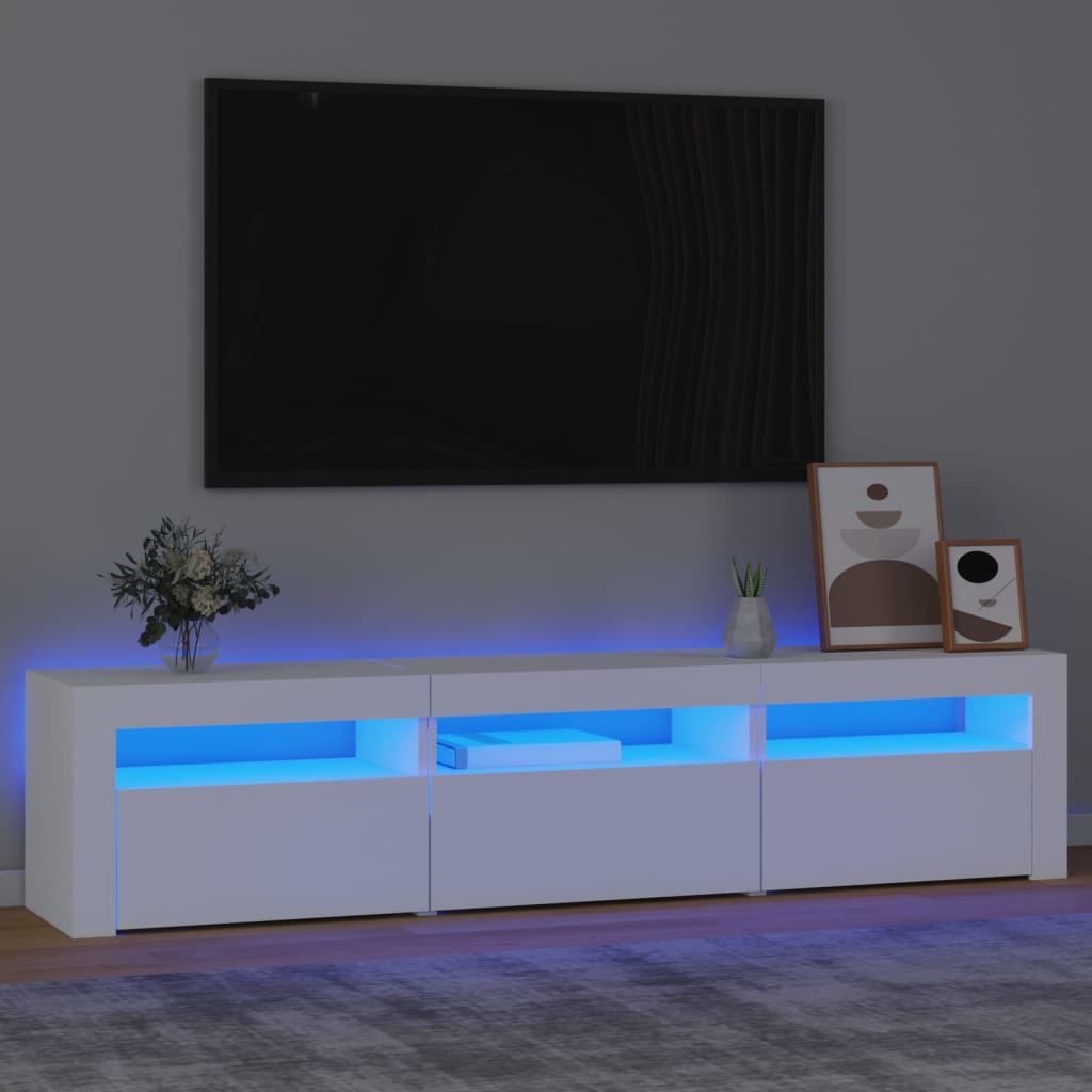 TV-möbel vit TV-bänk med LED-belysning 180x35x40 cm