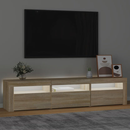 TV-möbel sonoma ek TV-bänk med LED-belysning 180x35x40 cm