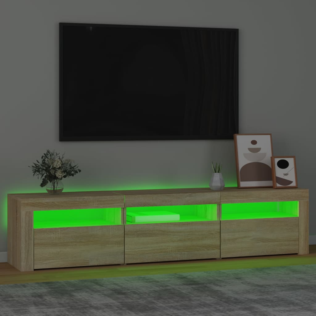 TV-möbel sonoma ek TV-bänk med LED-belysning 180x35x40 cm