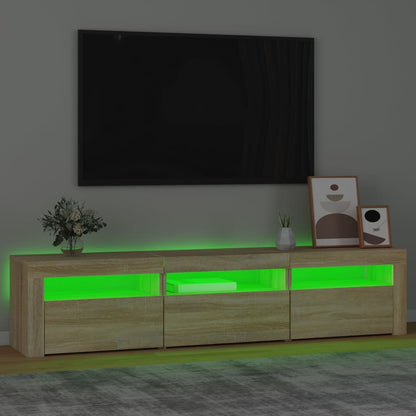 TV-möbel sonoma ek TV-bänk med LED-belysning 180x35x40 cm