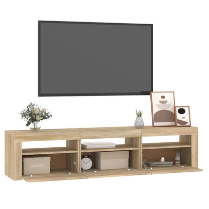 TV-möbel sonoma ek TV-bänk med LED-belysning 180x35x40 cm