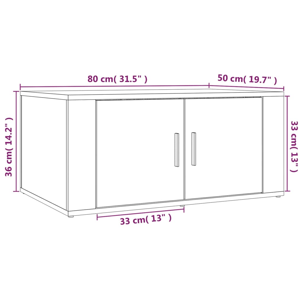 Soffbord vit högglans 80x50x36 cm