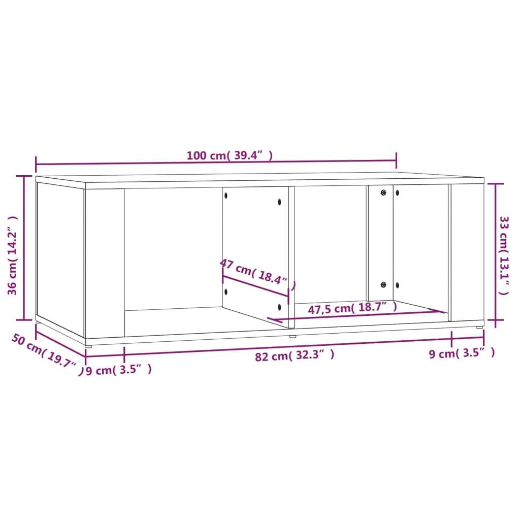 Soffbord svart 100x50x36 cm