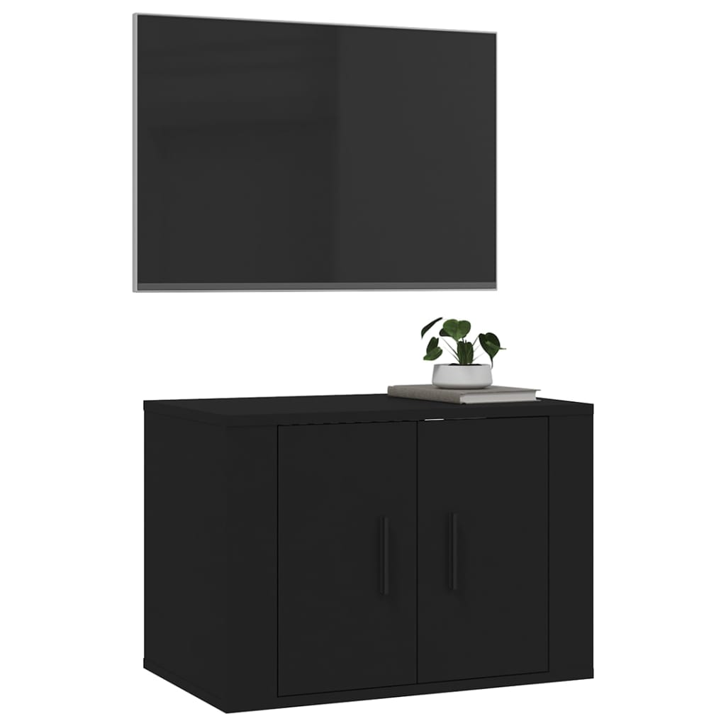 TV-möbel svart 57x34,5x40 cm Väggmonterad TV-bänk