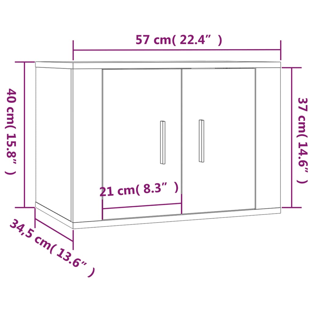 TV-möbel brun ek 57x34,5x40 cm Väggmonterad TV-bänk