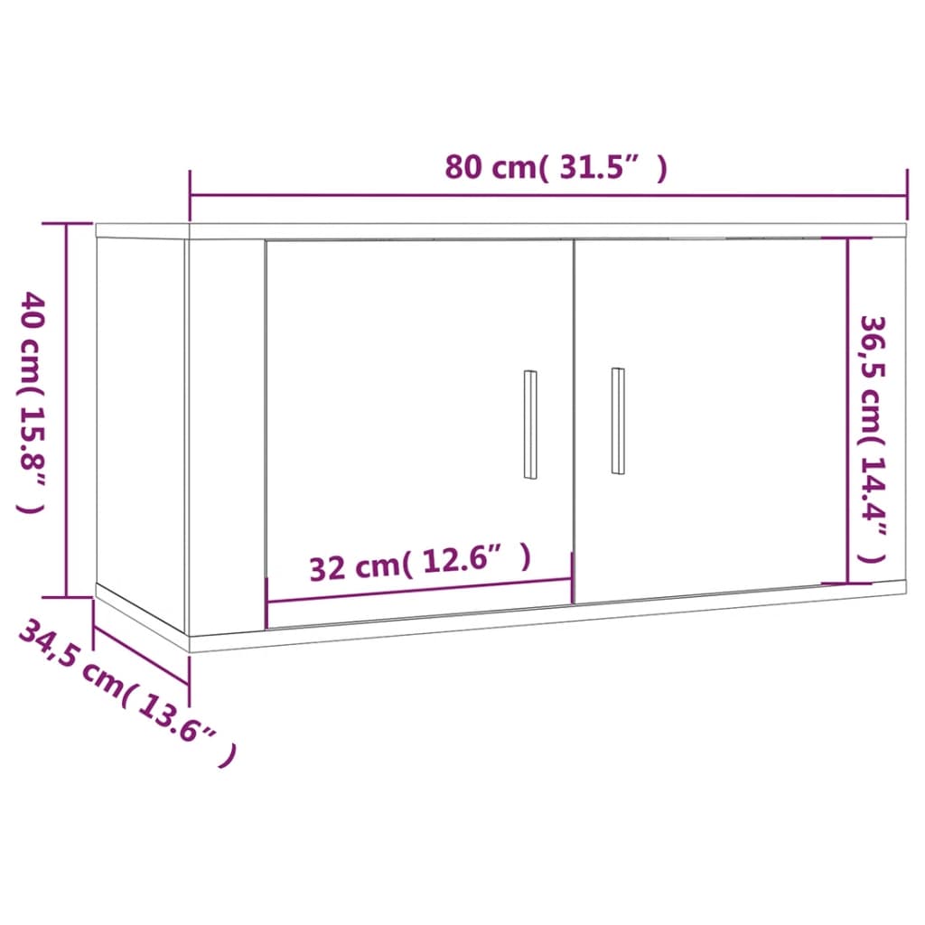 TV-möbel vit högglans 80x34,5x40 cm Väggmonterad TV-bänk