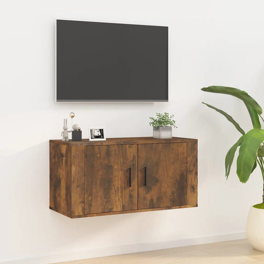 TV-möbel rökfärgad ek 80x34,5x40 cm Väggmonterad TV-bänk