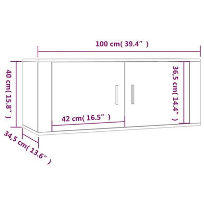 TV-möbel vit högglans 100x34,5x40 cm Väggmonterad TV-bänk