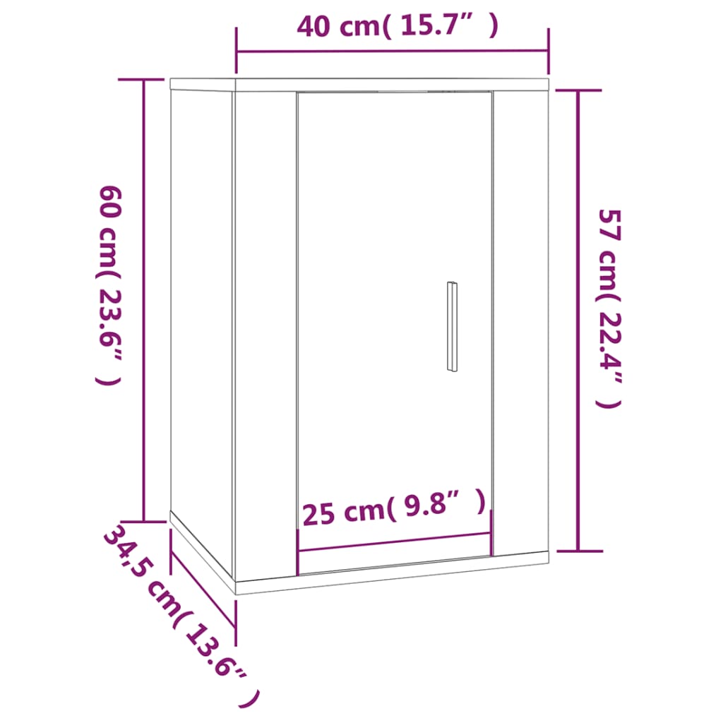 TV-möbel vit 40x34,5x60 cm Väggmonterad TV-bänk