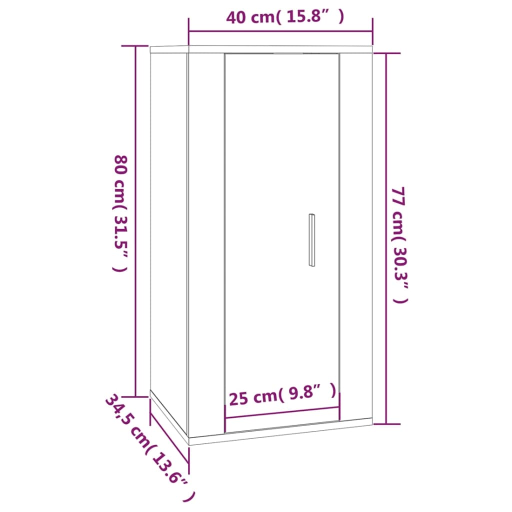 TV-möbel vit 40x34,5x80cm Väggmonterad TV-bänk