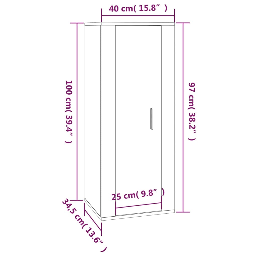 TV-möbel vit 40x34,5x100 cm Väggmonterad TV-bänk