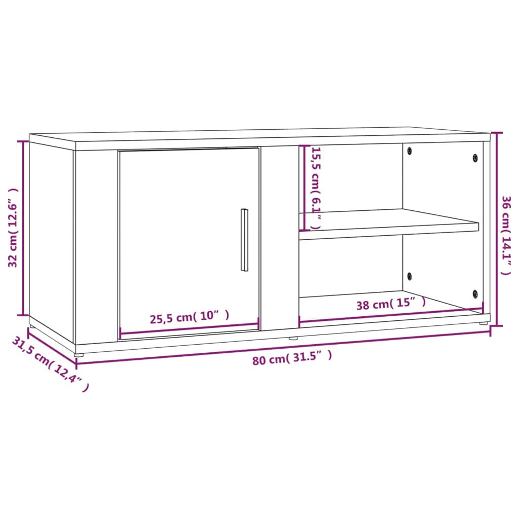 TV-möbel vit högglans TV-bänk 80x31,5x36 cm