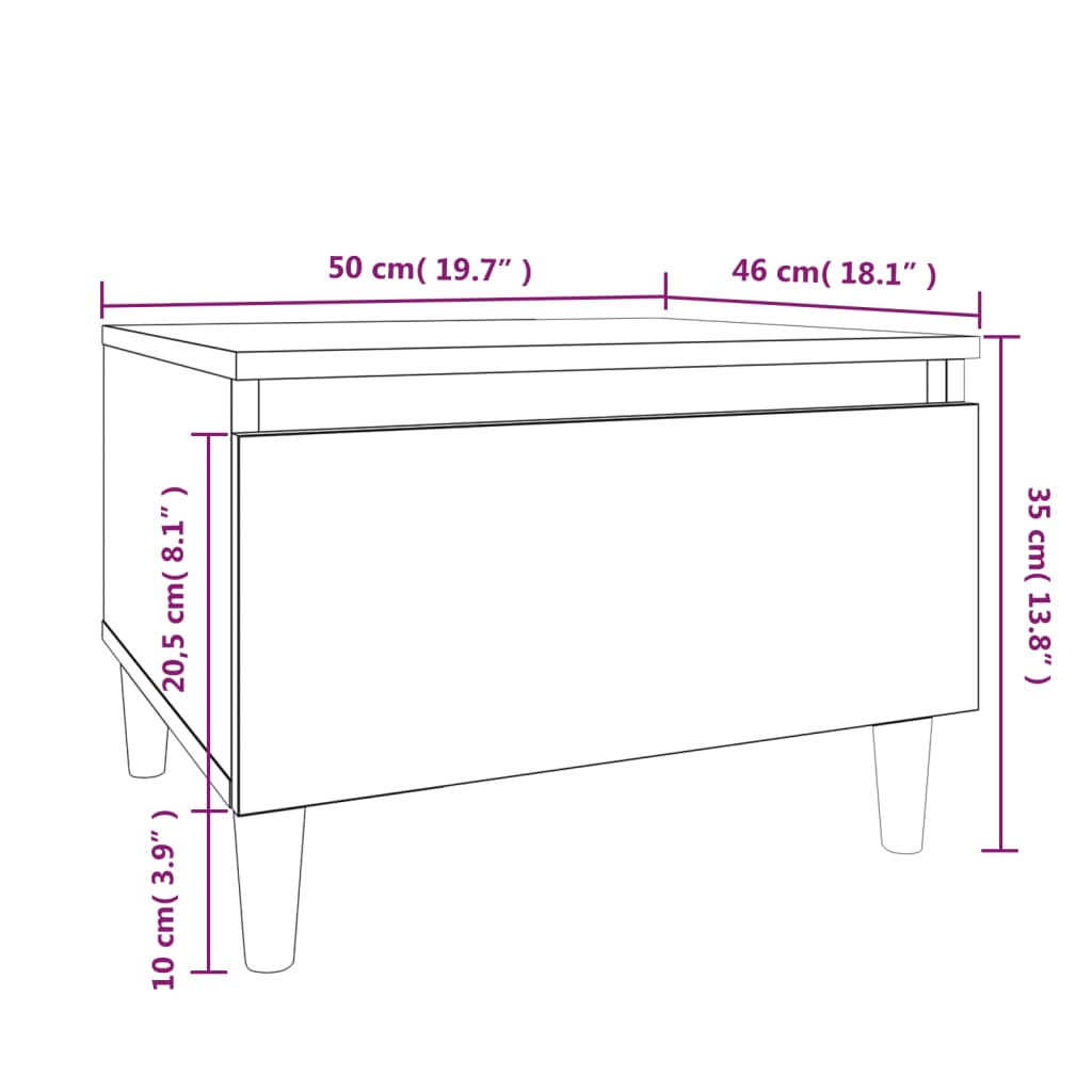 Sidobord betonggrå 50x46x35 cm