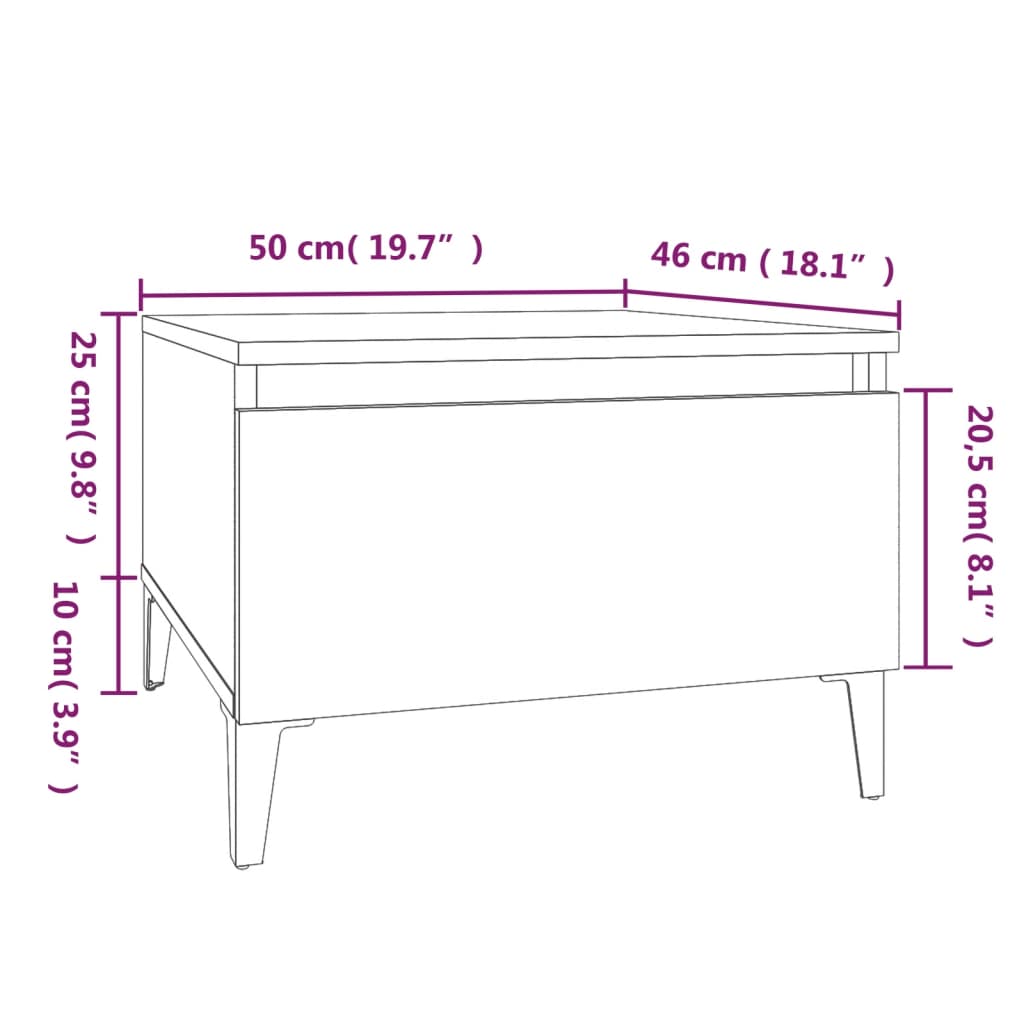 Soffbord rökfärgad ek 50x46x35 cm