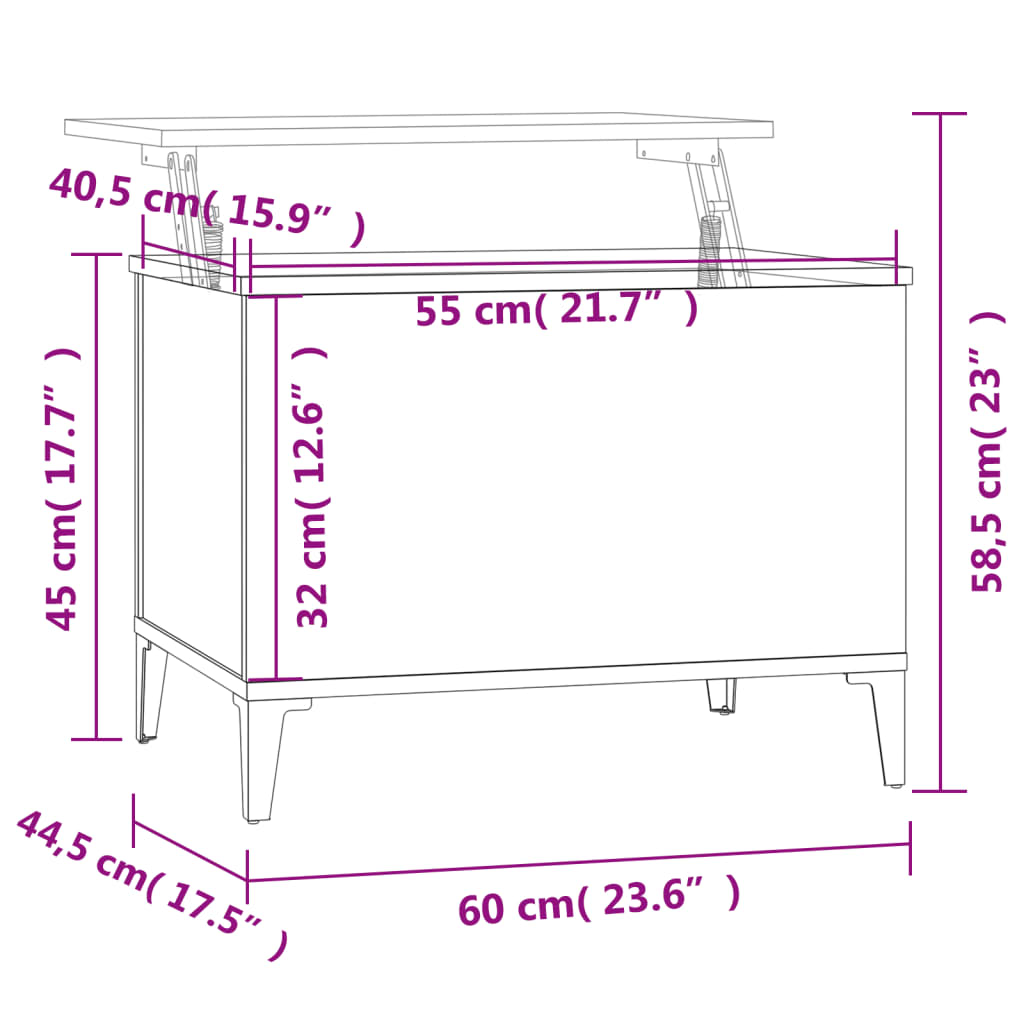 Sohvapöytä betonin harmaa 60x44,5x45 cm