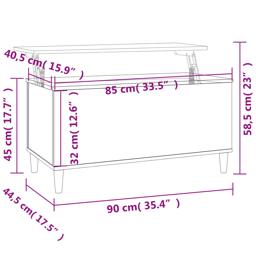 Soffbord vit högglans 90x44,5x45 cm