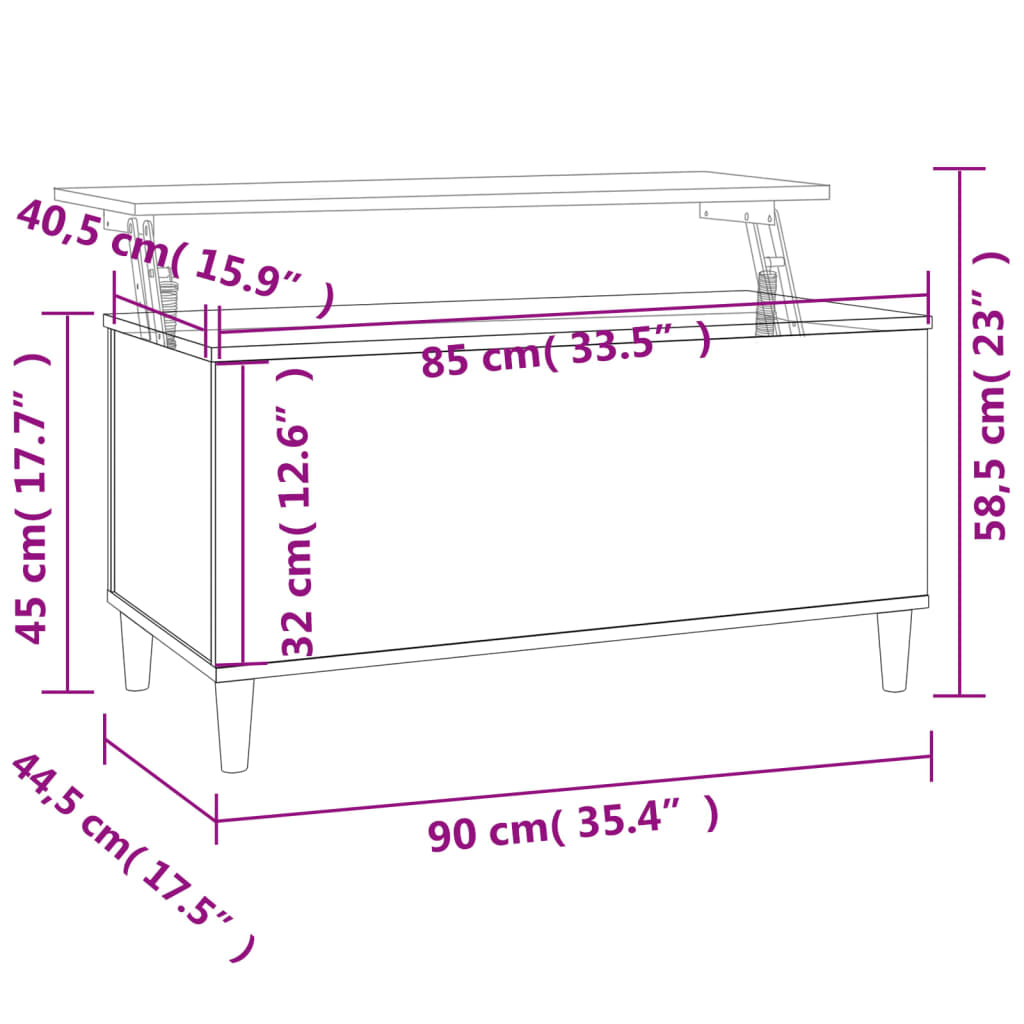 Sohvapöytä betonin harmaa 90x44,5x45 cm